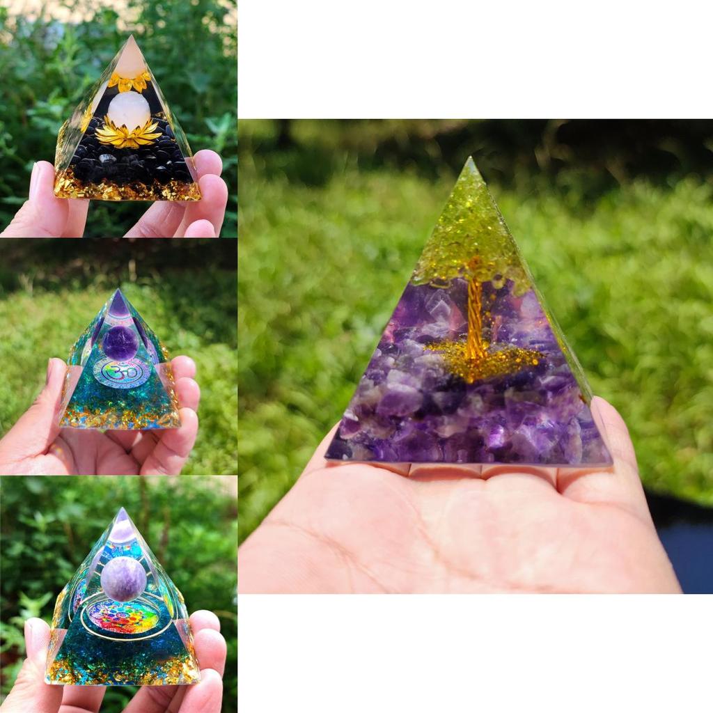 Amethyst Pyramid Crystal Healing Orgonite Chakra Energy Home Decor With Unique Handmade Design