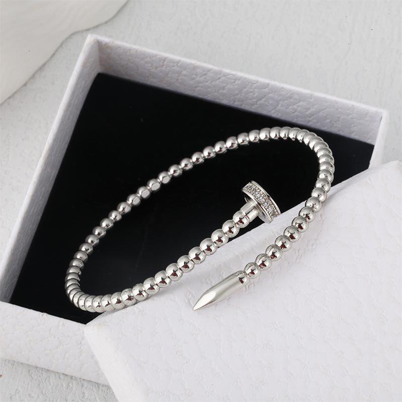 Classic Copper Nail Inlaid Zircon Bracelet Open Bracelet European and American One  Size(18CM~21CM)