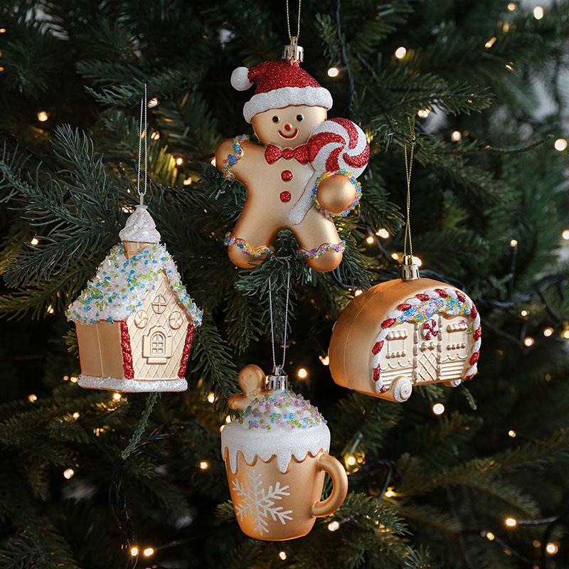 Gold Red Cartoon Christmas Hanging Pendant Decoration Christmas Tree Hanging Ornament New Year Party Home Decoration