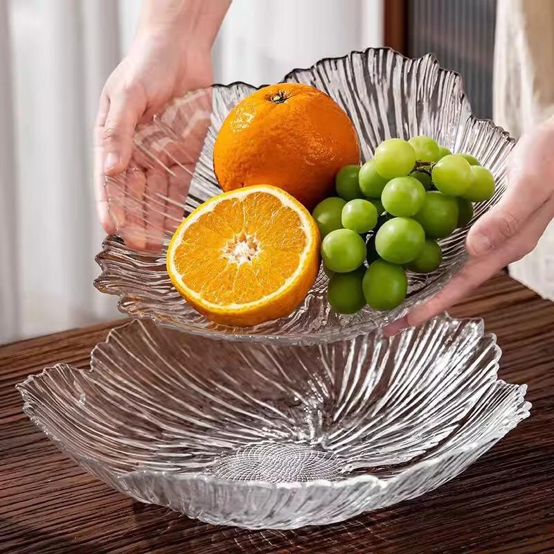 ZISIZ Gold-Rimmed Petal Glass Serving Plate Set