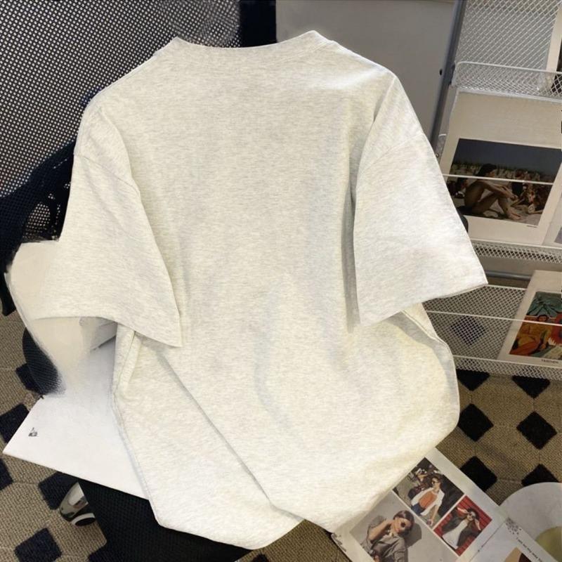 Damen Sommer Buchstaben-Print Klein Frisch Kurzarm Locker Lässiges Oberteil