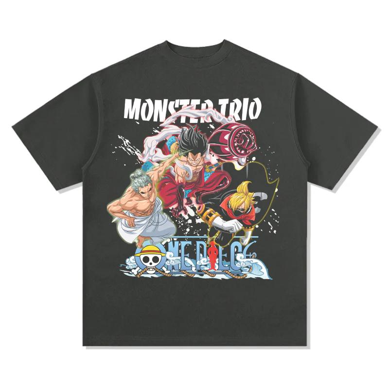 

Футболка с принтом Трио Монстров из One Piece Мужская Женская Оверсайз Высокое Качество Графический Принт Модная Простая Базовая Уличная Одежда Футболка с Коротким Рукавом S