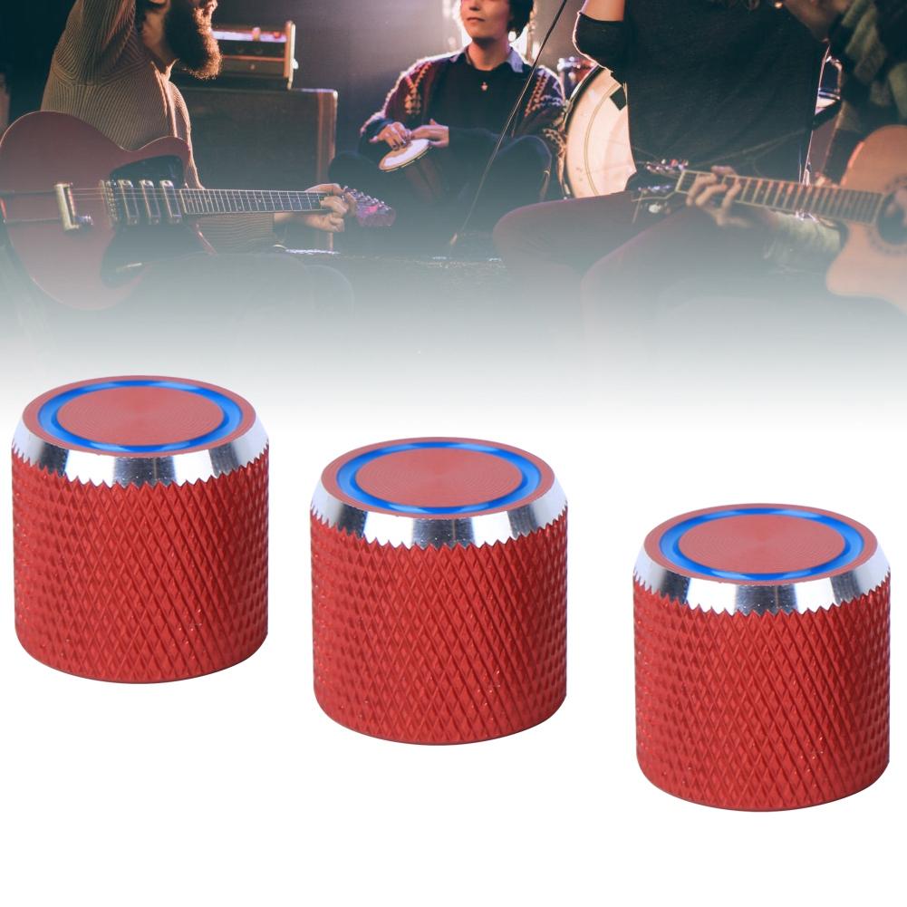 3Pcs Electric Guitar Control Knob Red Metal Bass Musical Instrument Accessories 6mm