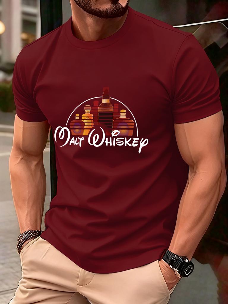 Malt Wiskey Funny Alcool Drunk Prints Men TShirt Cotton Summer Soft Short Sleeve Tops Oversized ONeck T Shirt Casual Clothes