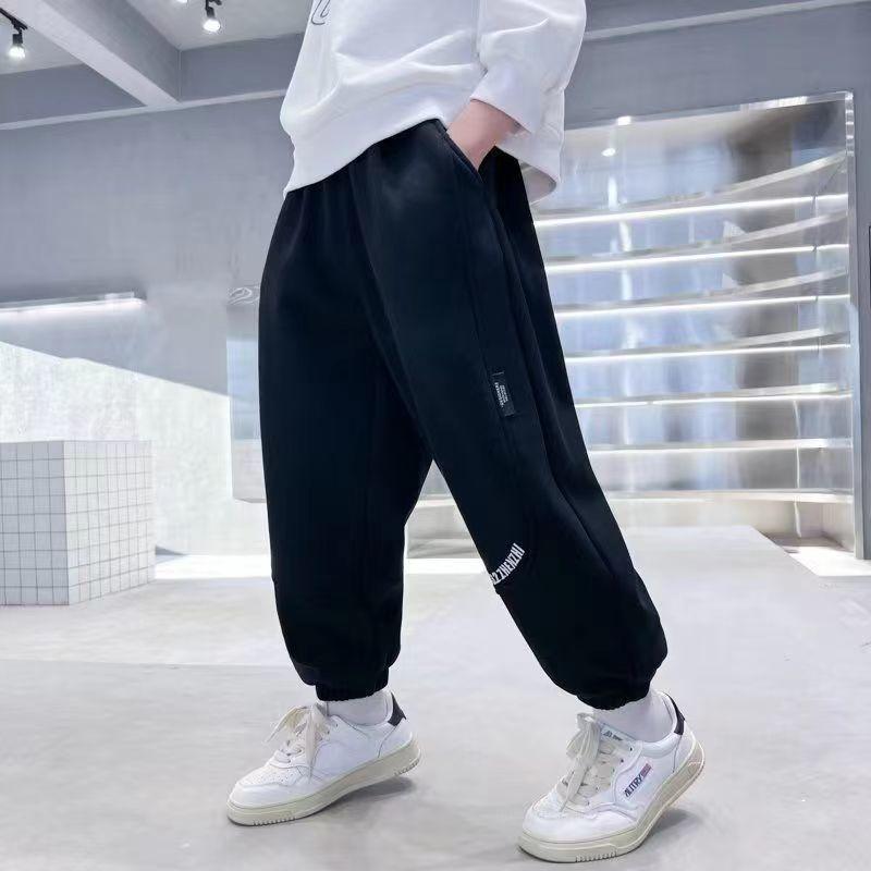 

Весенне-осенние детские повседневные спортивные брюки для мальчиков, тонкие флисовые брюки-джоггеры для детей, свободные спортивные штаны, одежда для подростков 140