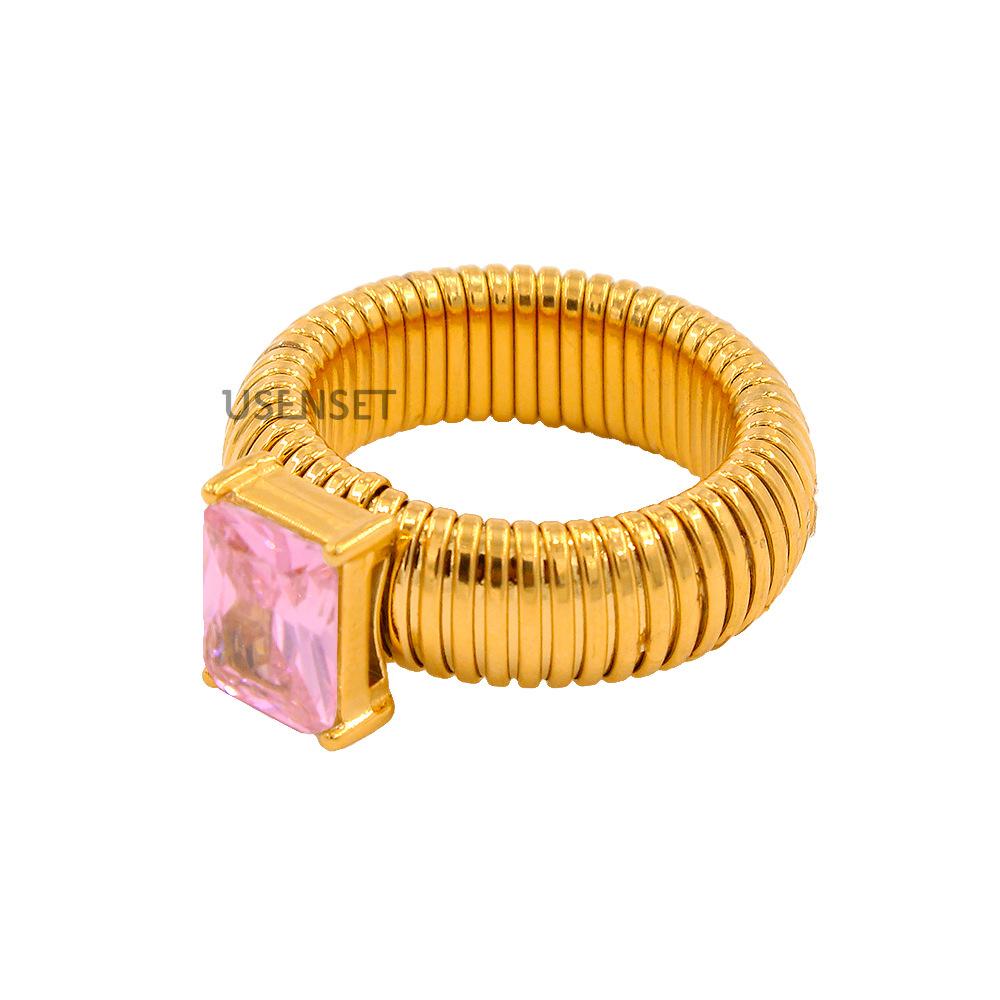 New Personality Luxury Colour Inlay Zircon Elasticity Adjustable Stainless Steel Rings for Women Fashion for Women Jewelry Gifts