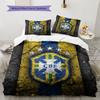 Brazil National Football Team Pattern Bedding,Quilt Set Quilt Cover Pillowcase Home Birthday Gift(1 * duvet cover + 2 * pillowcase, without core)