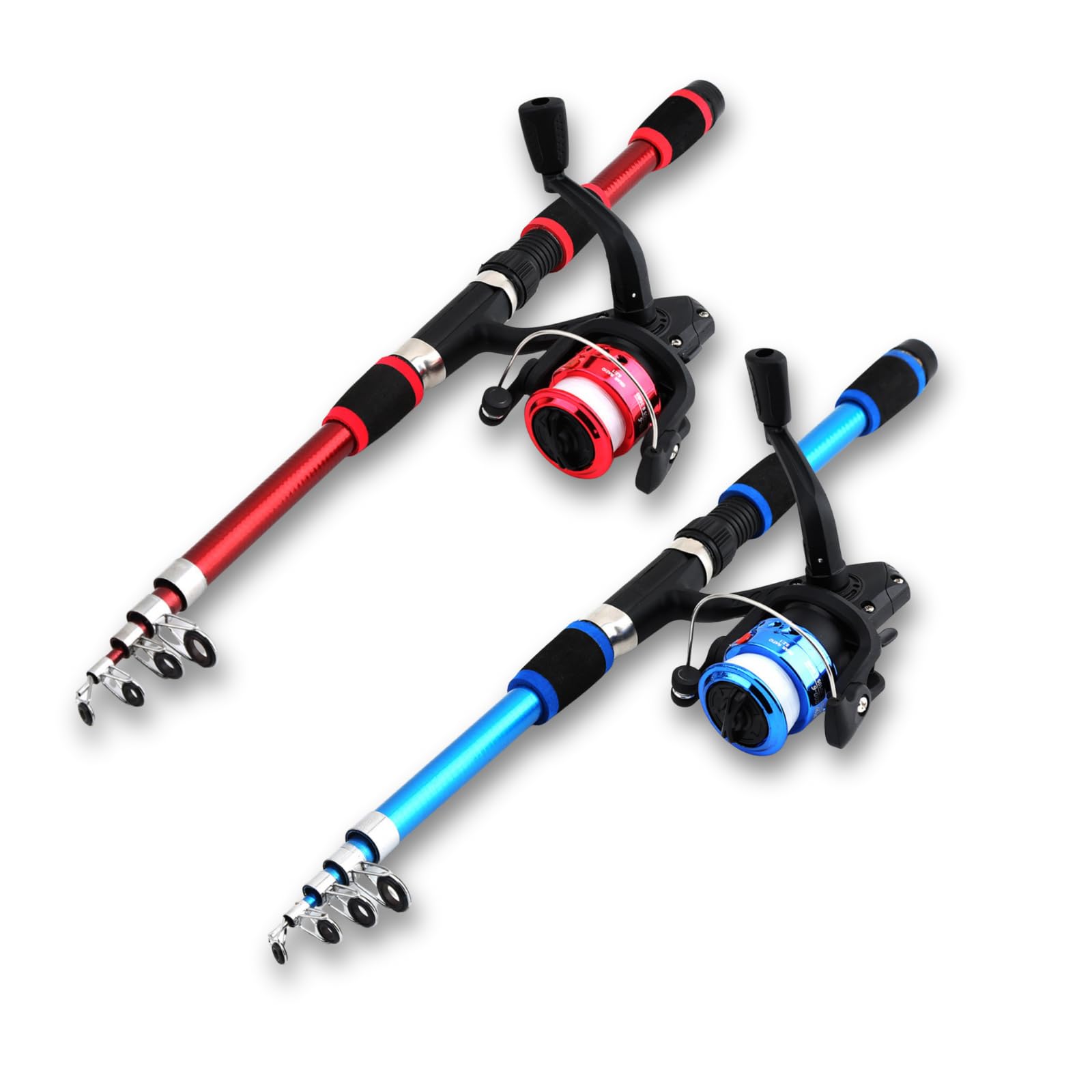 

VORZIP Fishing Set for Includes Two Telescopic Fishing Rods and Two Spinning Reels Fishing Lightweight for Sea Sabiki and Red and Blue Set Beginners,