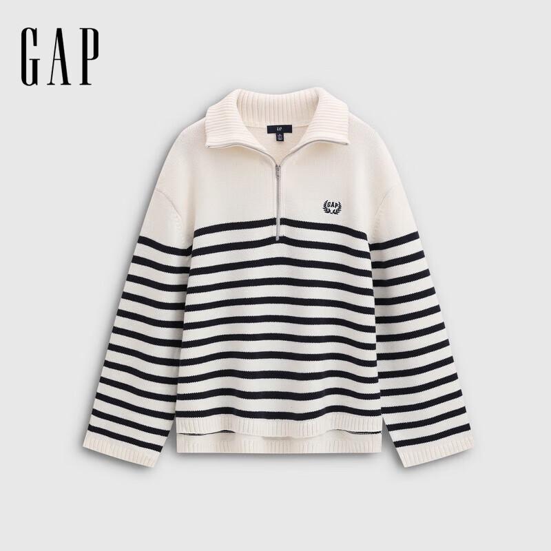 Gap Women's Logo Striped Half-Zip Knit Top