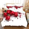 Rose Duvet Cover QueenRomantic Floral Bedding Set for Girls CoupleBlossom Flowers Quilt Cover Valentine's Day Bedspread Cover