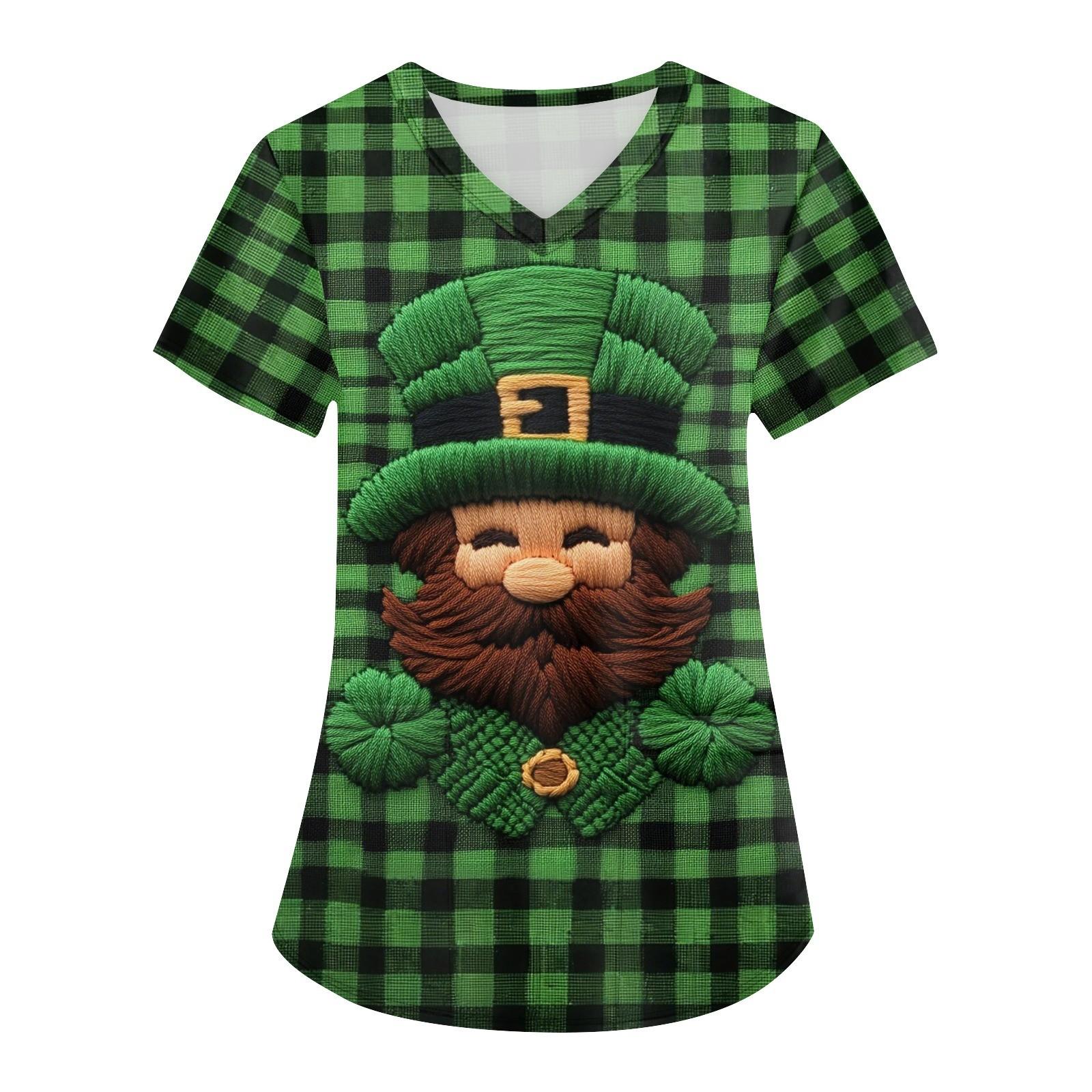 

Женская мода с v-образным вырезом, короткими рукавами и карманами, топы с принтом L армия зеленый