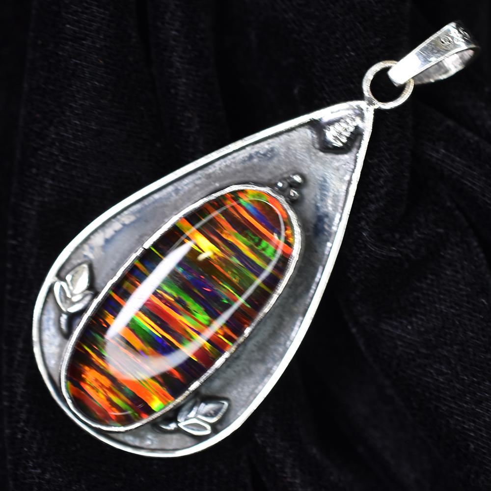 Ciondolo Opale Naturale 46 ct Taglio Ovale Argento Sterling 925 Pietre Pietra di Ottobre per Collezioni di Gemme