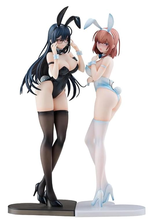 

Ikomochi Original Character Set of 2 Bunny Aoi White Bunny with Limited Edition Scale Plastic Painted Finished Figures (Black & Natsume) First-Time