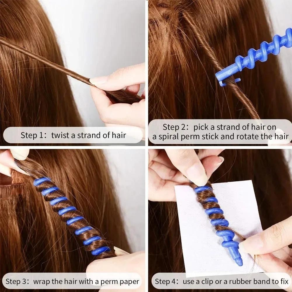 20Pcs Set Heatless Curls Mixed Color Spiral Hair Styling Tools Random Curling Rods for Cold Perming Suitable for Hair Salons