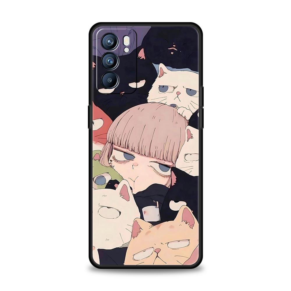 Cute Cartoon Cat Phone Case For Oppo Reno13 Reno12 Reno11 F Reno10 Pro A54 5G Find X5 A53 A52 A9 A17 A78 4G A79 A80 A98 Cover