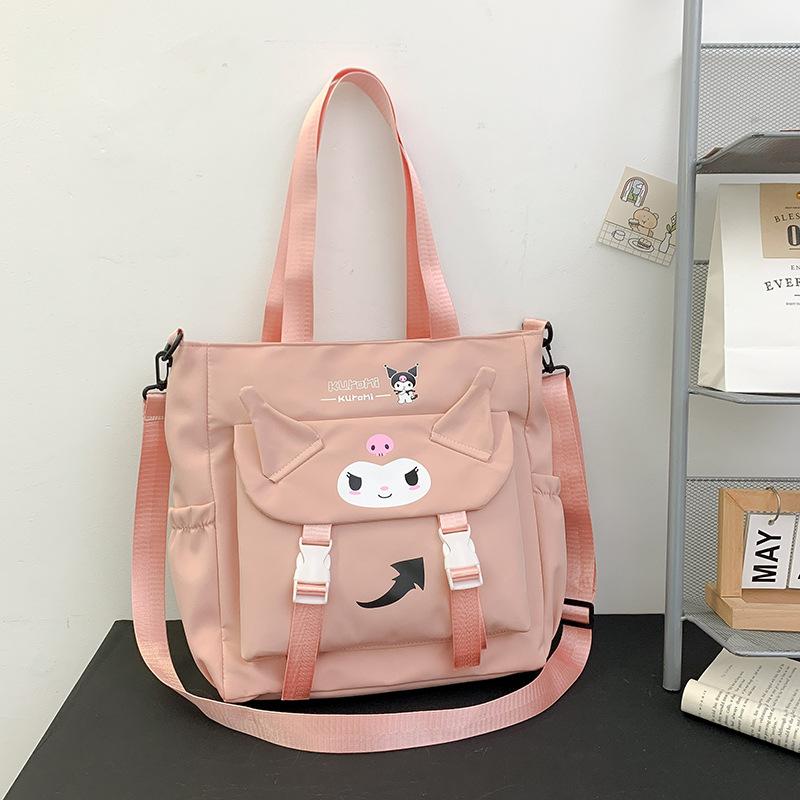 Kuromi New Series Girls Large Capacity Messenger Bag Fashion Cartoon Tote Bag All Match Students Causal Oxford Cloth Bag