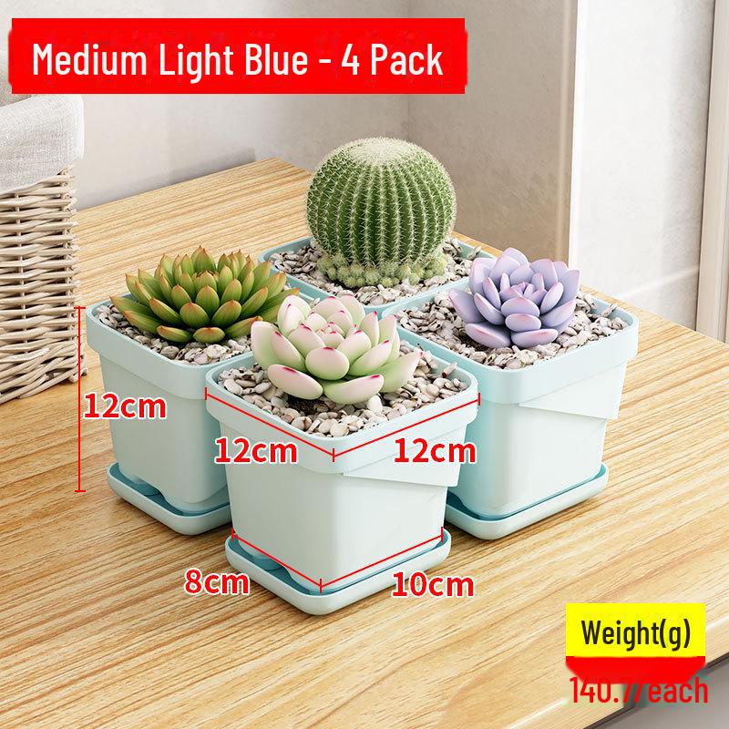 

Креативный дышащий квадратный цветочный горшок с поддоном - утолщенный пластик для дома или офиса