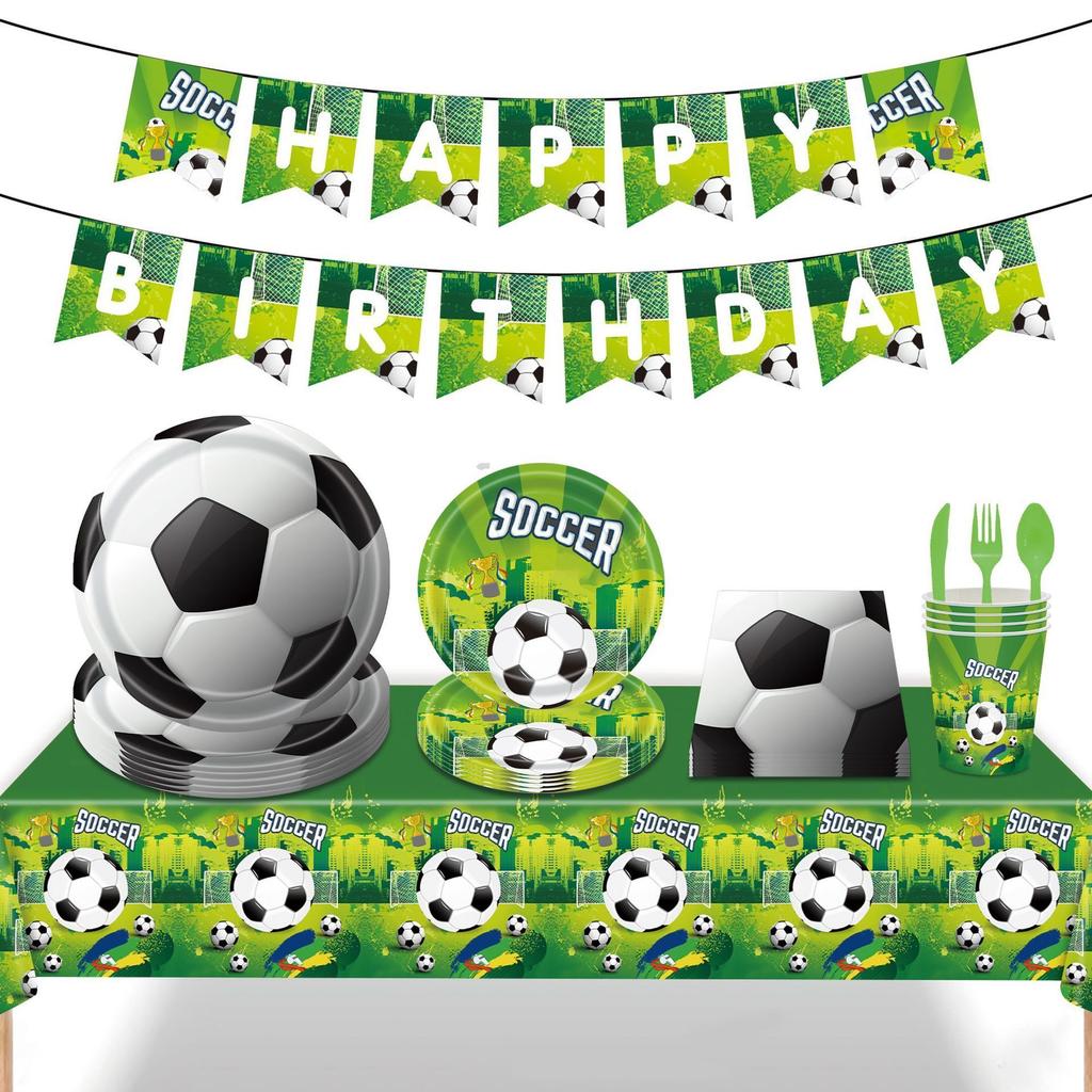 Dekoration mit Fußball-Thema Party Einweg-Geschirrset, Dekorationszubehör für Kindergeburtstagsparty