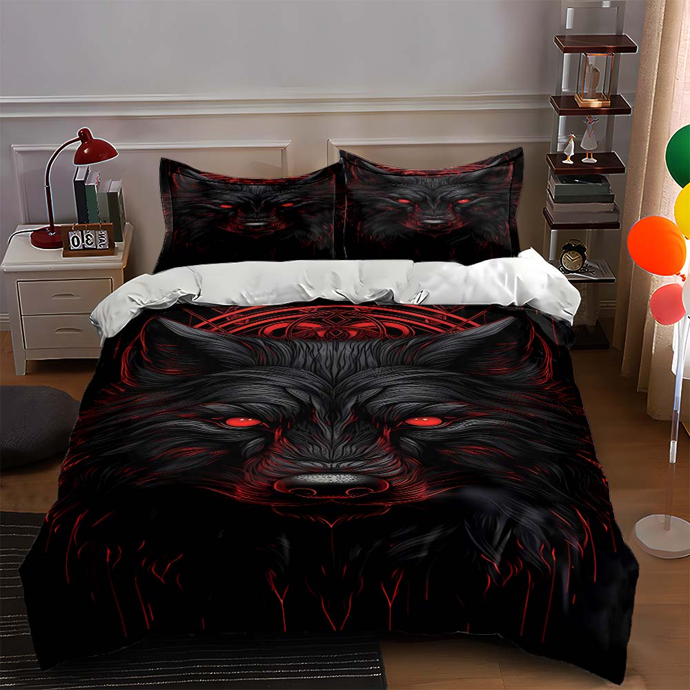 

Menacing wolf face Bedding Duvet cover sets Duvet covers Pillowcases gifts (1 * Duvet Cover 2 * Pillowcases, without duvet insert) 135x200cm