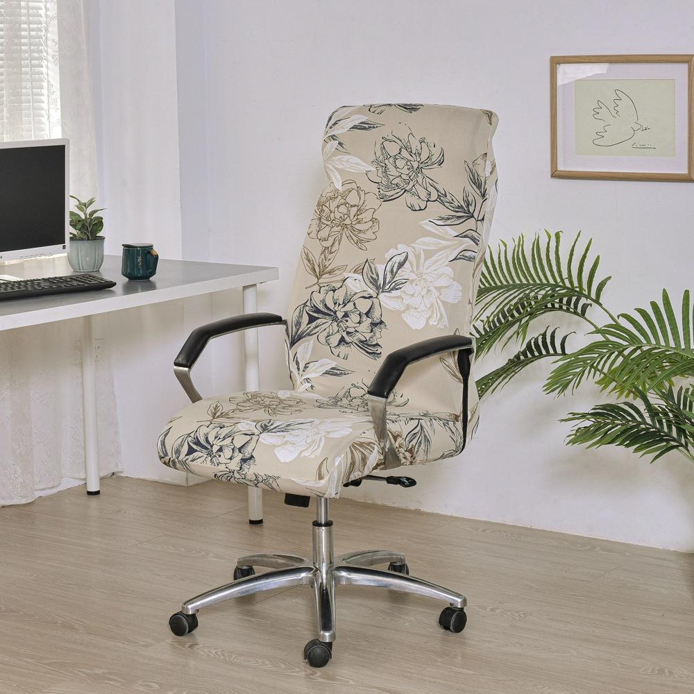 Coprisedia da ufficio con cerniera resistente, coprisedia da scrivania elasticizzato lavabile stampato, coprisedia da computer con schienale alto, coprisedile per sedia da ufficio