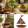 Versatile Metal Sailboats Flower Pot Artistic Sailboats Shape Alloys Planter for Home Office Or Garden Decoration