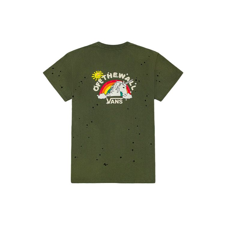 Vans Unicorn Print Short Sleeve T-Shirt Women tops Thyme-Green VN0A5F5B461