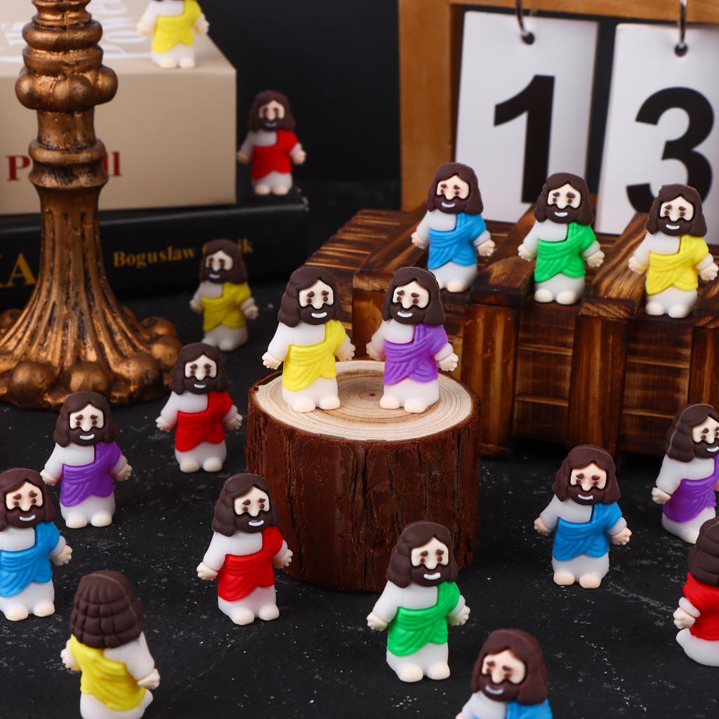 50 Pcs Mini Jesus Figures Religious Tiny Jesus Figurine Rubber Jesus Doll To Hide And Seek Church Favors Gift For Sunday School