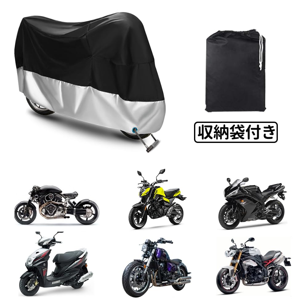 Breame Motorcycle 190T with Windproof Strap and Locking Includes Storage Bag Cover, Waterproof, Thick, Waterproof, UV-Resistant, Anti-Theft,
