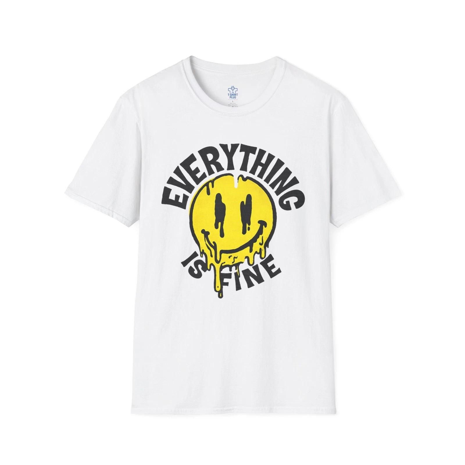 Melting Smiley Face Everything Is Fine T shirt 2XL