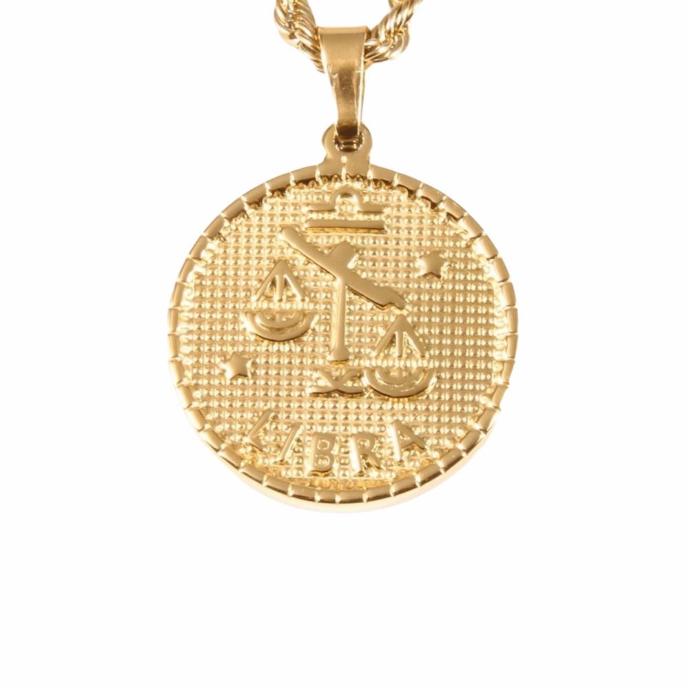 12 Sternzeichen Zodiac Zeichen Halskette 18K Gold Münzbeutel Anhänger Charms DIY Schmuckherstellung