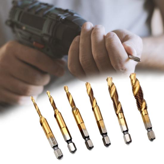 

6шт M3-M10 1/4-дюймовый шестигранный хвостовик, высокоскоростной стальной спиральный метчик