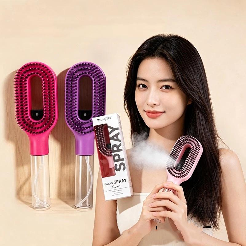 Spray Hair Brush Liquid Water Spray Paddle Comb Scalp Massage Tool for Women Daily Hair Grooming