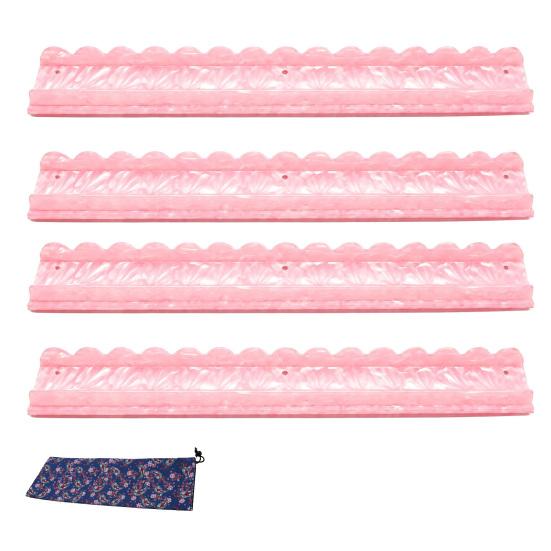 1/4Pcs Mahjong Rack with Magnetic Pusher & Storage Bag, Scalloped Acrylic Mah Jongg Tile Holder Pusher Bar, Gift for American Mahjong Players