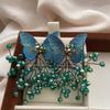 Butterfly crystal fringed stud earrings handmade crochet fresh and sweet fashion stud earrings women's light luxury exquisite removable