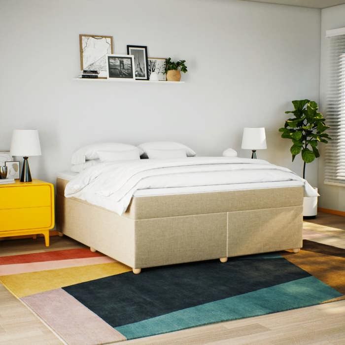 VidaXL Sommier à lattes de lit avec matelas Crème 180x200 cm Tissu 3285399