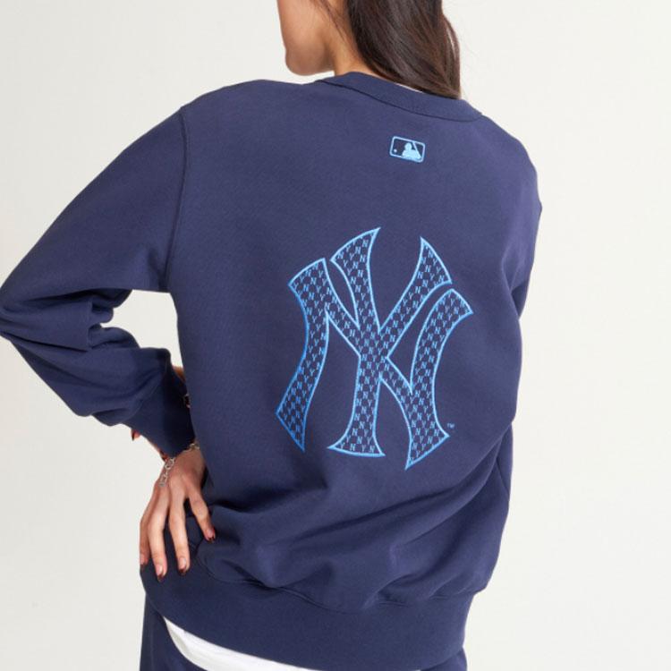 New MLB Old Flower Sweatshirts Unisex Navy Blue 3AMTM0121-50NYS