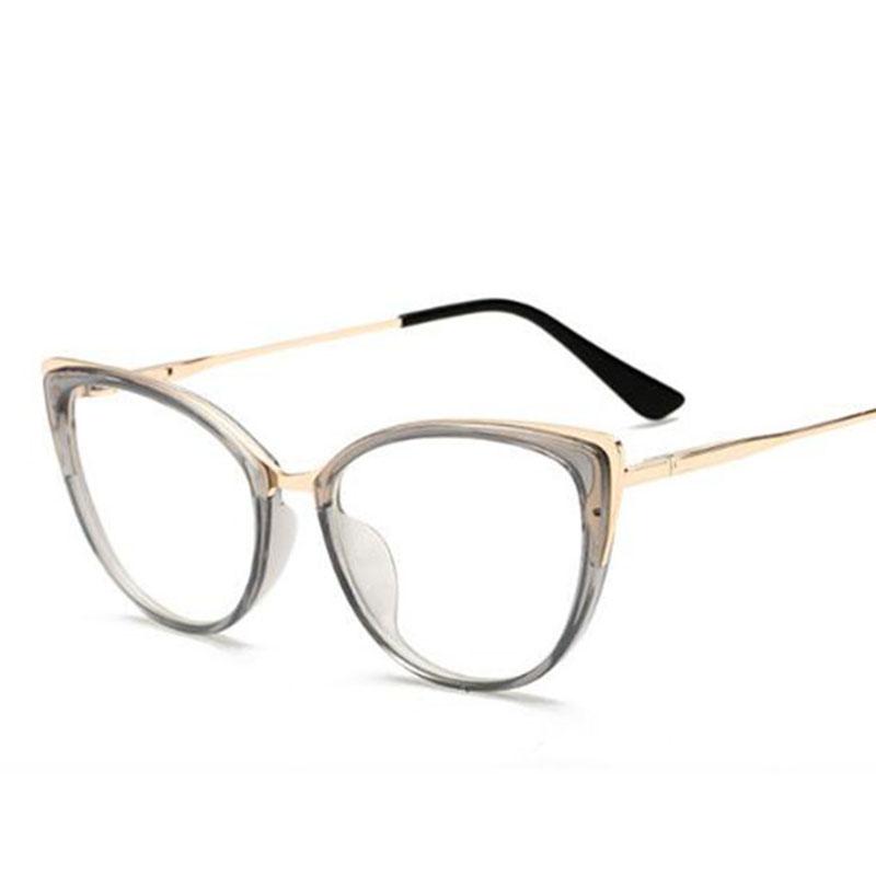 Cat Eye Spectacle Women Transparent Frame Optical Eyewear Myopia Glasses Diopter 0 -0.5 -0.75 -1.0 -2.0 -2.5 -3.0 To -6.0