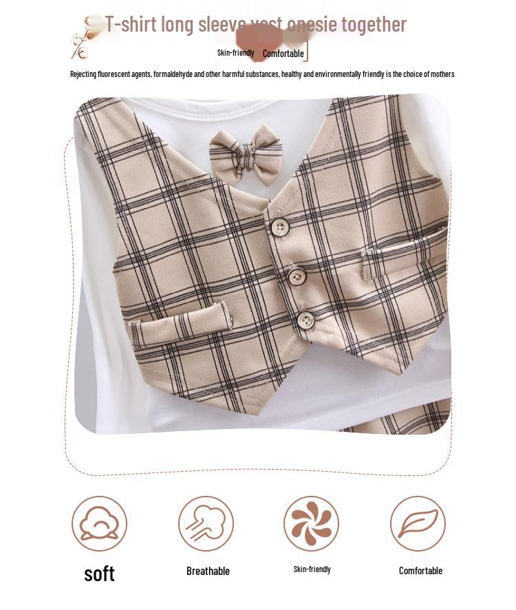 Boys' Spring-Autumn Dress Suit: Three-Piece Outfit for Ages 0-5 Years