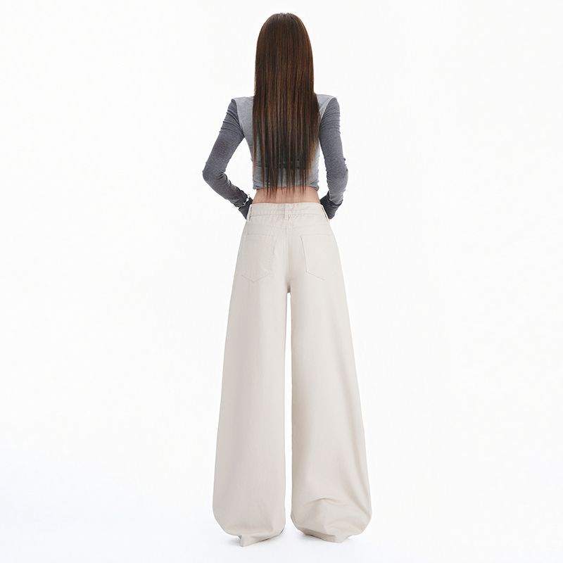 Autumn and winter new cartoon embroidered casual pants women's straight loose and versatile wide-leg scimitar pants