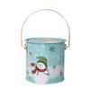 Pack Of 2 Christmas Treat Boxes with Handle Handheld Round Bucket Tinplate Sweets Cookie Container for Party Use