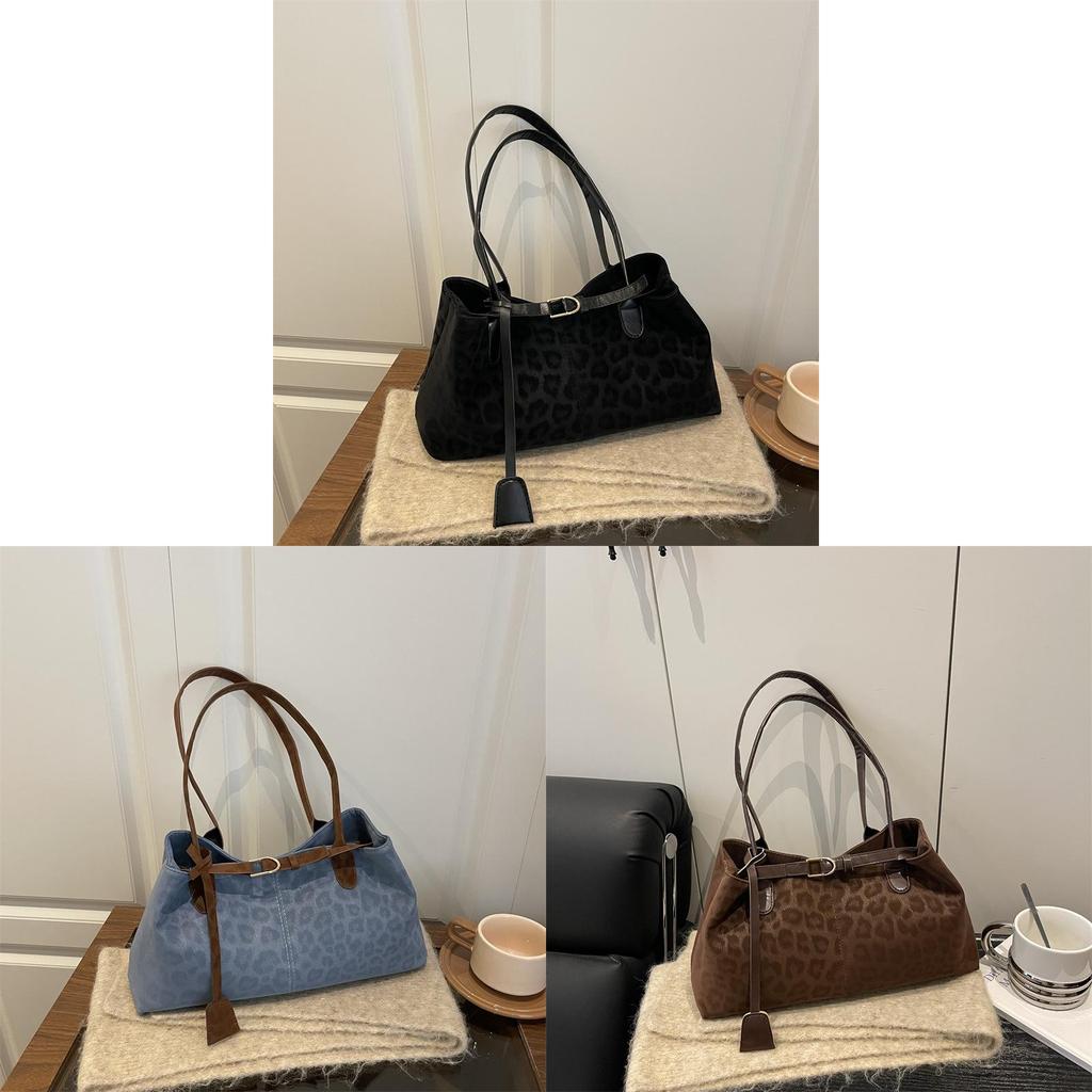 Pu-Schultertasche mit Leopardenmuster für Damen mit Gürteldekor für den täglichen Freizeitgebrauch