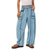 Women's Wide Leg Pants With High Waisted Straight Leg And Spliced Pocket Casual Pants