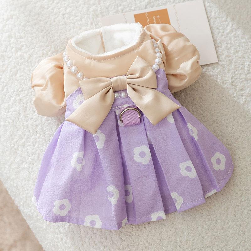 

Cat skirt, thickened and velvet in autumn and winter to keep warm, can lead two-legged puppies, kittens, bears, puppies, dogs, pet clothes S (recommended weight 3-2.5 kg)