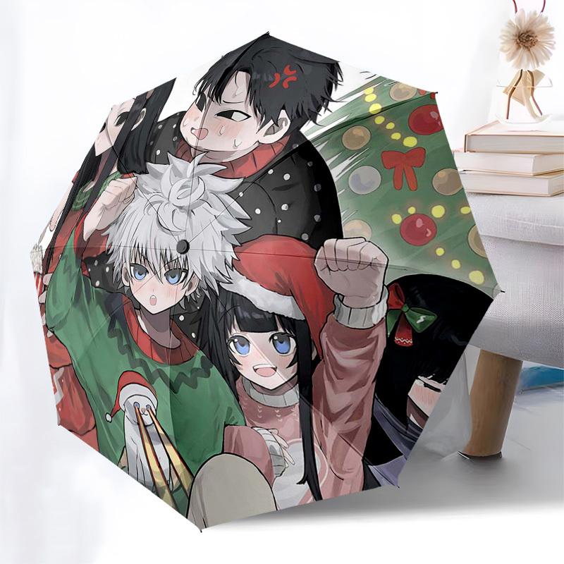 

1pc Christmas Edition Automatic Open Umbrella with Festive Prints - Portable Three-Fold Design, 8-Bone Iron Frame Outdoor Umbrella, Perfect Gift for F