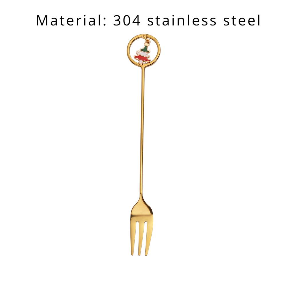 HANYANG Stainless Steel Christmas Dessert Spoon and Fork Gift Set Fruit Fork Father Christmas Coffee Spoon Hotel Household Tableware