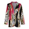 Women Fashion Long Sleeve Print Color Coat Open Front  Suit Jacket