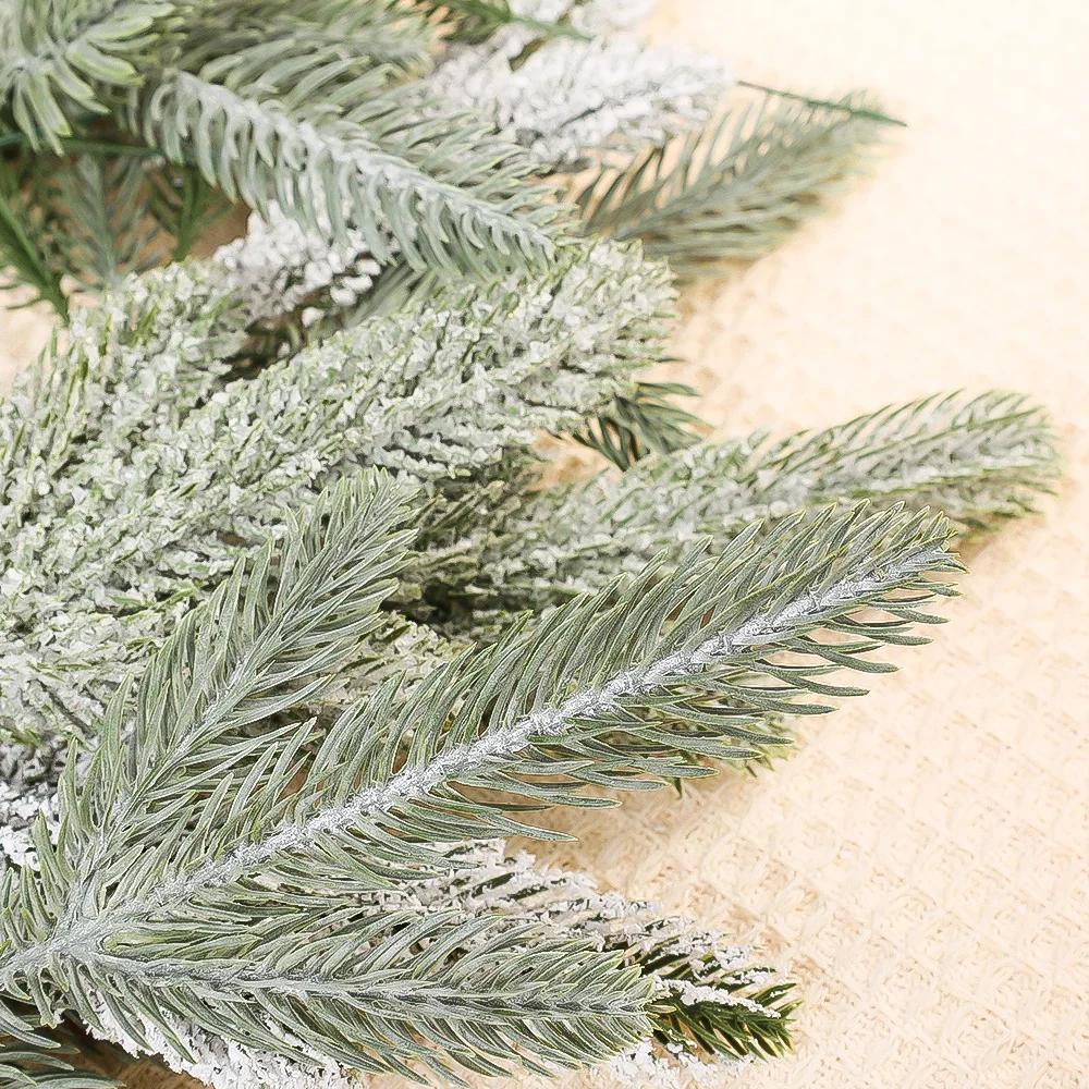 10/5Pcs Artificial Christmas Pine Needles with Snow DIY Green Fake Pine Branch Christmas Garland Decor New Year Party Decoration