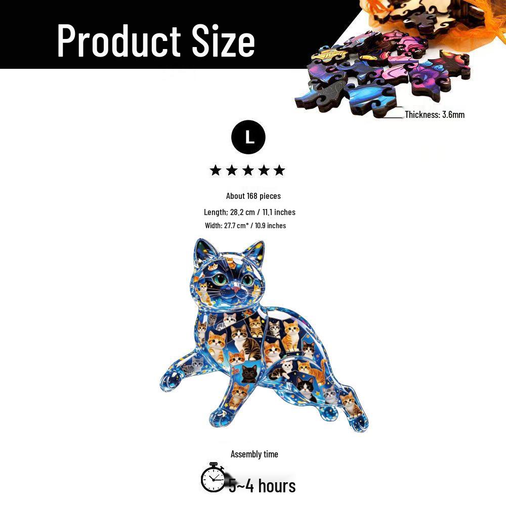 HOOLOOG Transparent Cat Puzzle: Challenging DIY Wooden Jigsaw and Piggy Bank