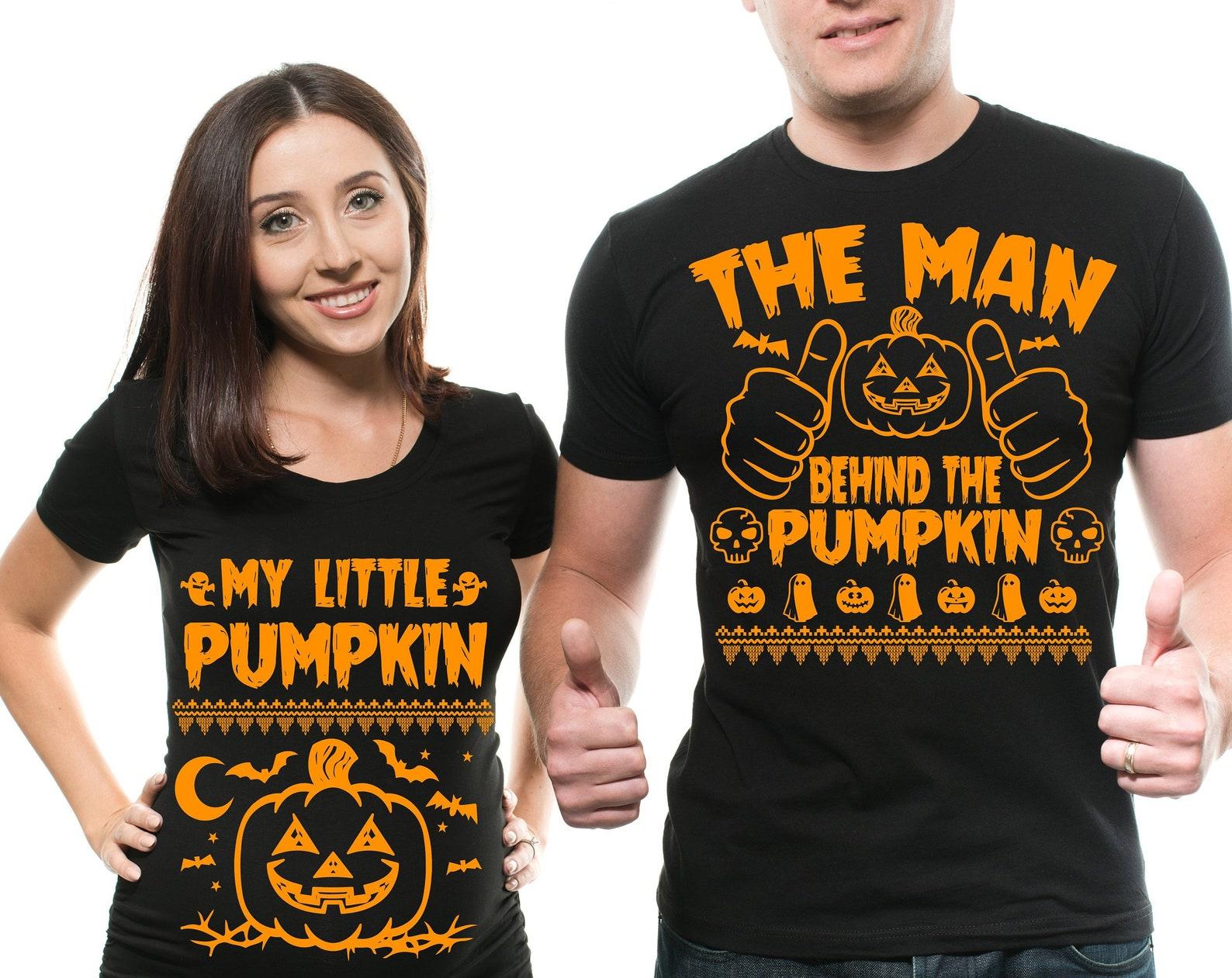 Halloween Maternity Shirt Set: Little Pumpkin Pregnancy T-Shirt XL