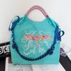 Large Capacity Embroidered Eco Nylon Shopping Tote - Versatile Shoulder/Handheld/Crossbody Bag